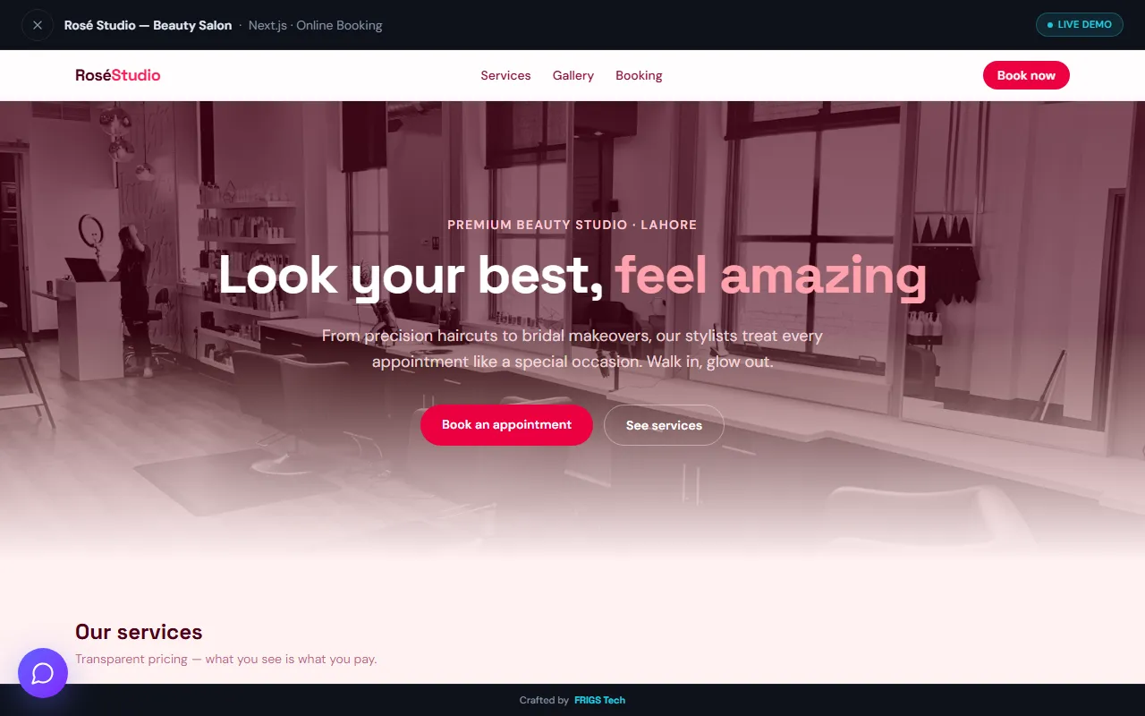 Rosé Studio — Beauty Salon Booking project preview